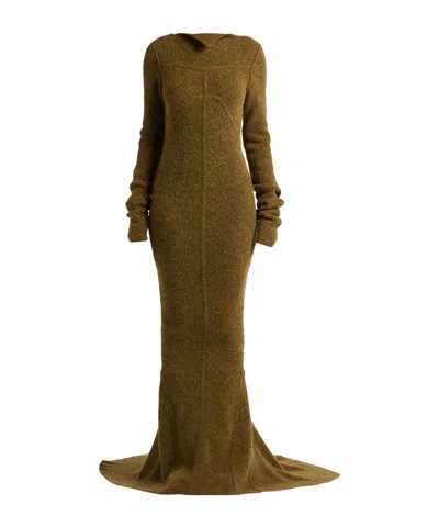 Rick Owens Lightweight Slim-fit Knit Maxi Dress In Brown