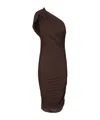 Rick Owens Lilies Amira Gathered Short Dress In Brown