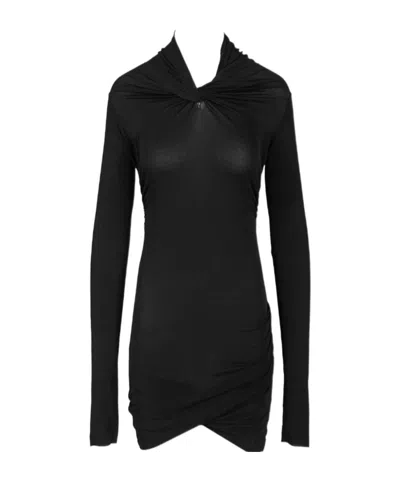 Rick Owens Lilies Asymmetric Long-sleeved Dress In Black