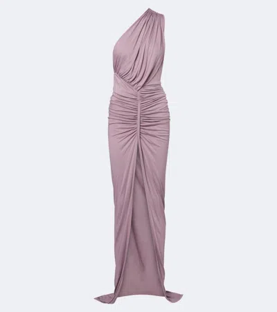 Rick Owens Lilies Avra Ruched One-shoulder Jersey Gown In Pink