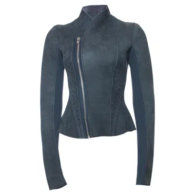 Pre-owned Rick Owens , Lilies Blue Bonded Nubuck Campala Jacket.