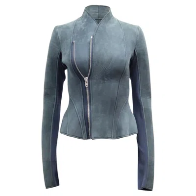 Pre-owned Rick Owens Lilies Campala Jacket In Blue Suede
