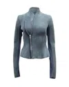 Rick Owens Lilies Campala Jacket In Blue Suede In Blue
