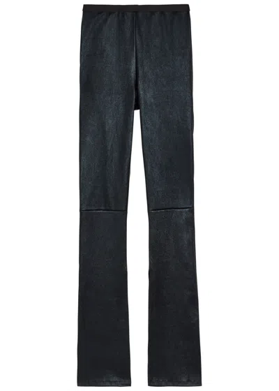 Rick Owens Lilies Carmen Flared-leg Leather-blend Trousers In Black