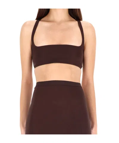 Rick Owens Lilies Cropped Top In Brown