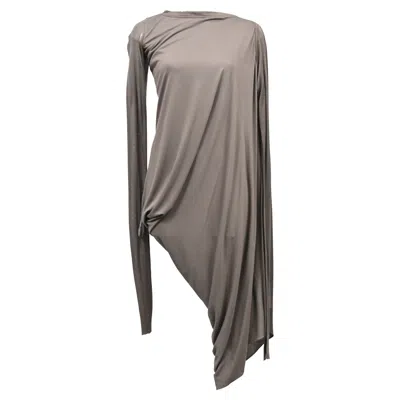 Rick Owens Lilies Draped Midi Dress In Grey Viscose In Brown