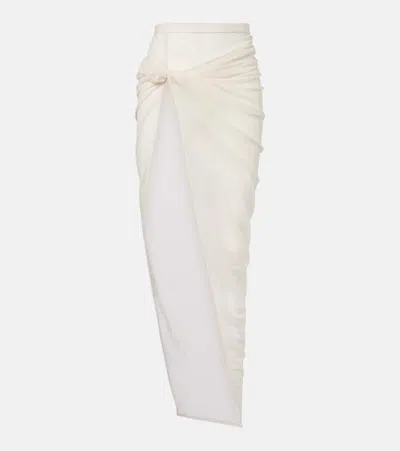 Rick Owens Twist Edfu Asymmetric Draped Jersey Maxi Skirt In Dove 