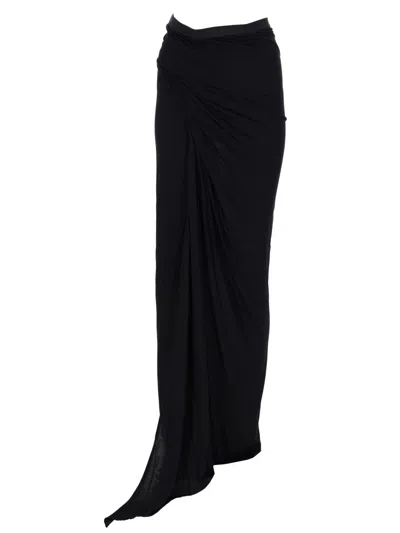 Rick Owens Lilies Elegant Maxi Skirt In Black