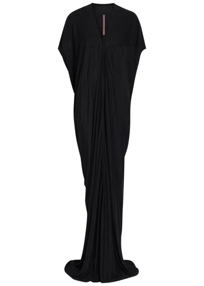 Rick Owens Lilies Em V-neck Jersey Gown In Black