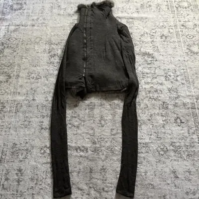 Pre-owned Rick Owens Lilies Fur Lined High Neck Rider Jacket In Gray