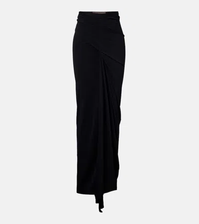Rick Owens Lilies Jersey Maxi Skirt In Black