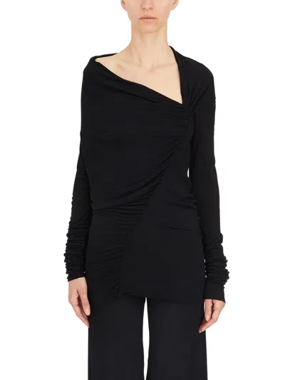 Rick Owens Lilies Lido Elise Ruched Top In Black