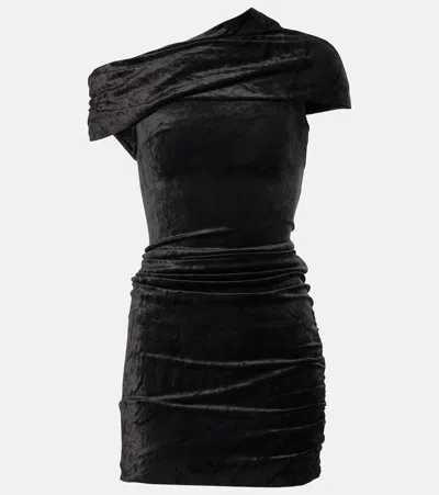 Rick Owens Lilies Lola Velvet Minidress In Black