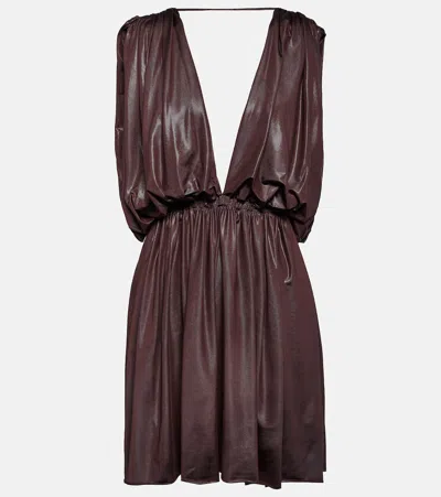 Rick Owens Lilies Pleated Jersey Minidress In Eggplant