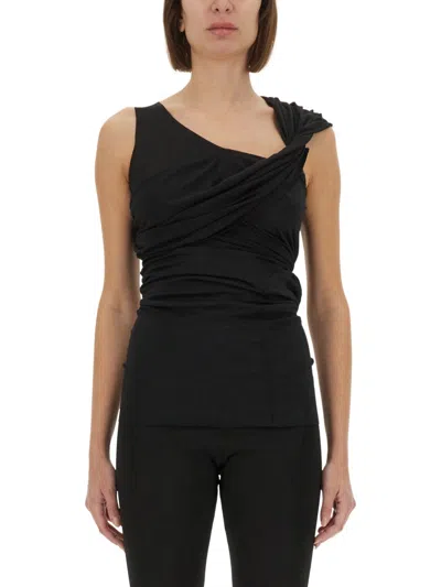 Rick Owens Lilies Rickowenslilies Twisted Asymmetric Top In Black