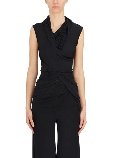 Rick Owens Lilies Ruched Sleeveless Top In Black