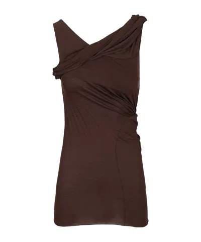 Rick Owens Lilies Sahara Ruched Top In Brown