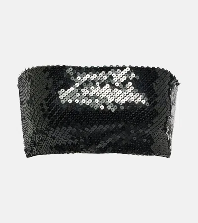 Rick Owens Lilies Sequined Bandeau Top In Black