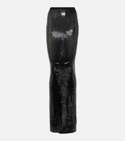 Rick Owens Lilies Sequined Maxi Skirt In Black