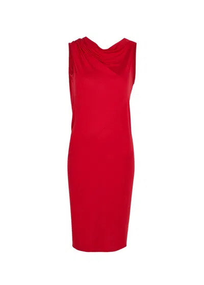 Rick Owens Lilies Shailee Draped Jersey Mini Dress In Red