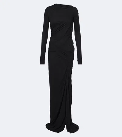 Rick Owens Lilies Shailee Draped Open-back Jersey Gown In Black