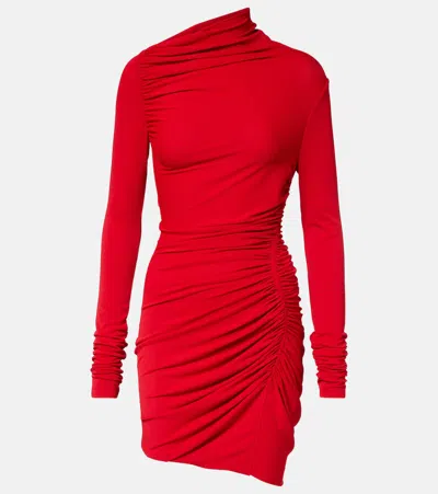 Rick Owens Lilies Svita Jersey Ruched Minidress In Red