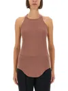 Rick Owens Sleeveless Racerback Top Curved Hem In Pink