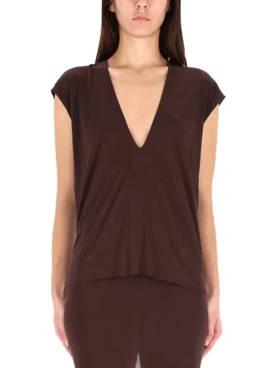 Rick Owens Lilies T-shirt "dylan" In Brown