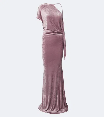 Rick Owens Lilies Tungsten Open-back Velvet Gown In Animal Print
