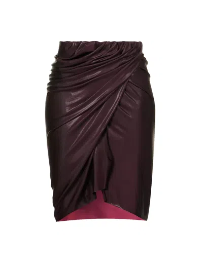 Pre-owned Rick Owens Lilies Vered Draped Jersey Midi Skirt Uk 10 Fr 38 Us 6 Rrp £490 In Purple