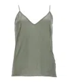Rick Owens Grey Solid V Neck Top In Green