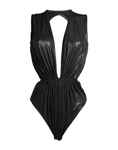 Rick Owens Lilies Woman Bodysuit Black Size 4 Viscose, Elastane