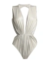 Rick Owens Lilies Woman Bodysuit Light Grey Size 4 Viscose, Elastane In White