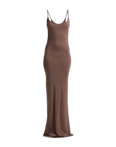 Rick Owens Lilies Woman Maxi Dress Chocolate Brown Size 6 Viscose