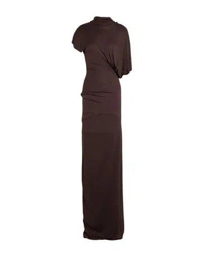 Rick Owens Lilies Woman Maxi Dress Dark Brown Size 4 Viscose