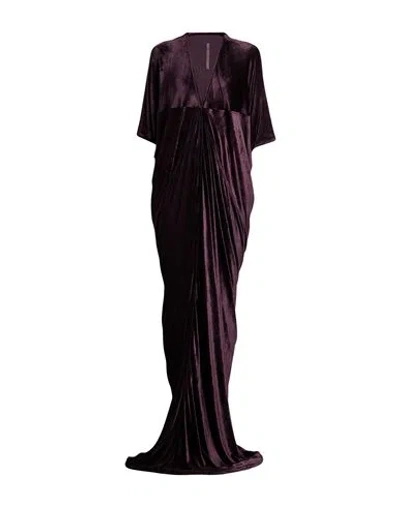 Rick Owens Lilies Woman Maxi Dress Dark Purple Size 6 Viscose, Polyamide