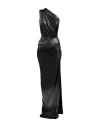 Rick Owens One-shoulder Ruched Metallic Gown In Grey