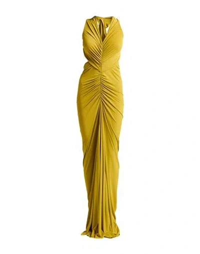 Rick Owens Lilies Woman Maxi Dress Mustard Size 4 Viscose, Polyamide, Elastane In Green