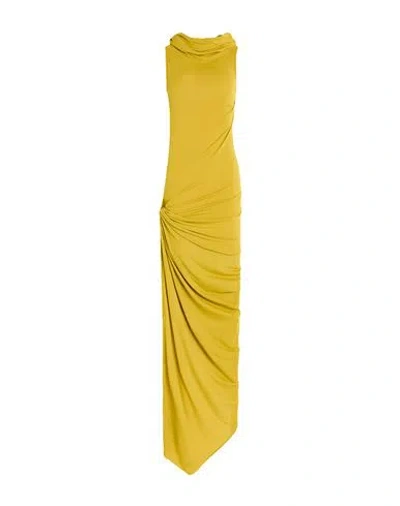 Rick Owens Lilies Woman Maxi Dress Mustard Size 4 Viscose, Polyamide, Elastane In Yellow