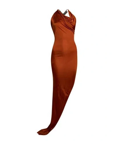 Rick Owens Lilies Woman Maxi Dress Rust Size 4 Viscose In Brown