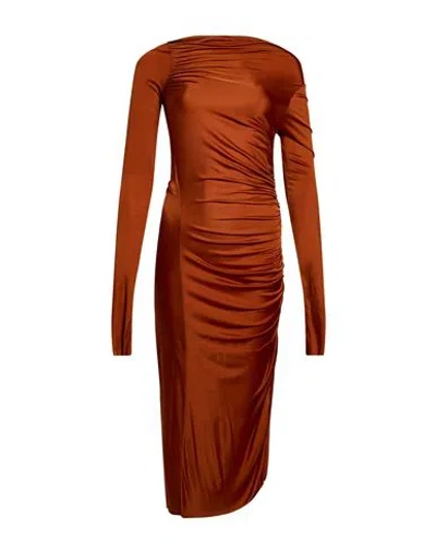 Rick Owens Lilies Woman Maxi Dress Rust Size 4 Viscose In Red