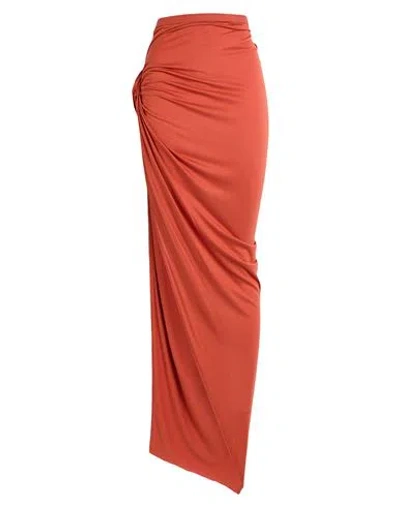 Rick Owens Lilies Woman Maxi Skirt Rust Size 4 Viscose In Orange