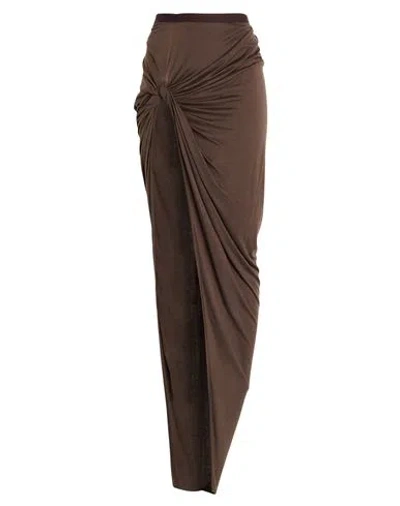 Rick Owens Lilies Woman Maxi Skirt Taupe Size 8 Viscose In Brown