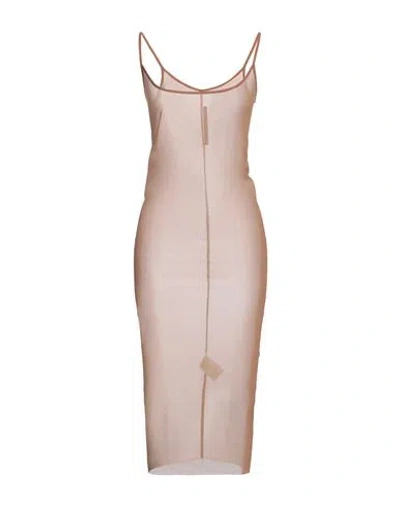 Rick Owens Lilies Woman Midi Dress Camel Size 4 Polyester In Beige