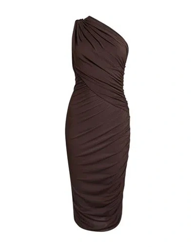 Rick Owens Lilies Woman Midi Dress Dark Brown Size 4 Viscose, Polyamide, Elastane In Animal Print