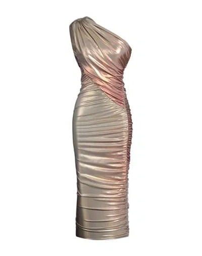 Rick Owens Lilies Woman Midi Dress Gold Size 6 Viscose, Elastane