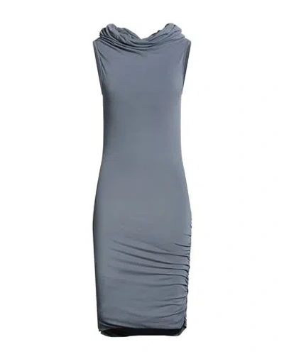 Rick Owens Lilies Woman Midi Dress Grey Size 8 Viscose, Polyamide, Elastane In Blue
