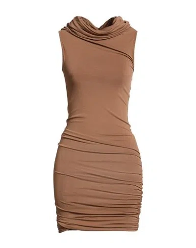 Rick Owens Lilies Woman Midi Dress Light Brown Size 4 Viscose, Polyamide, Elastane