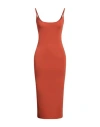 Rick Owens Lilies Woman Midi Dress Rust Size 4 Polyester, Elastane In Red