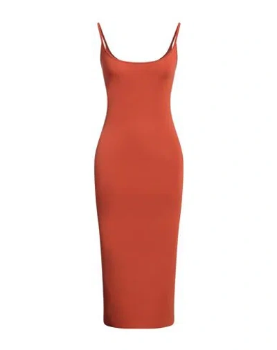 Rick Owens Lilies Woman Midi Dress Rust Size 4 Polyester, Elastane In Red